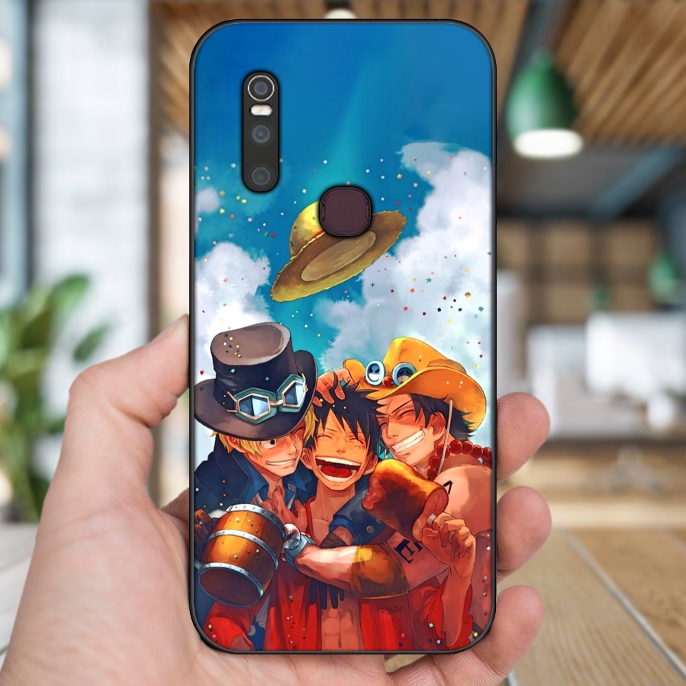Ốp lưng Vivo V15 viền đen in hình Ace One Piece