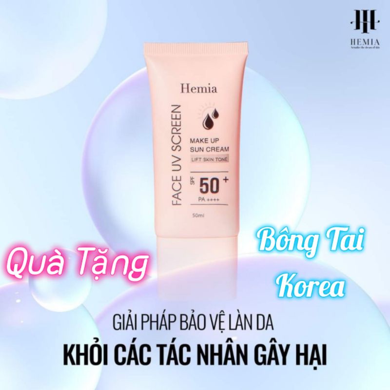 Chính Hãng Kem chống nắng dưỡng trắng nâng tông HEMIA SPF50+, chiết xuất 100% tự nhiên