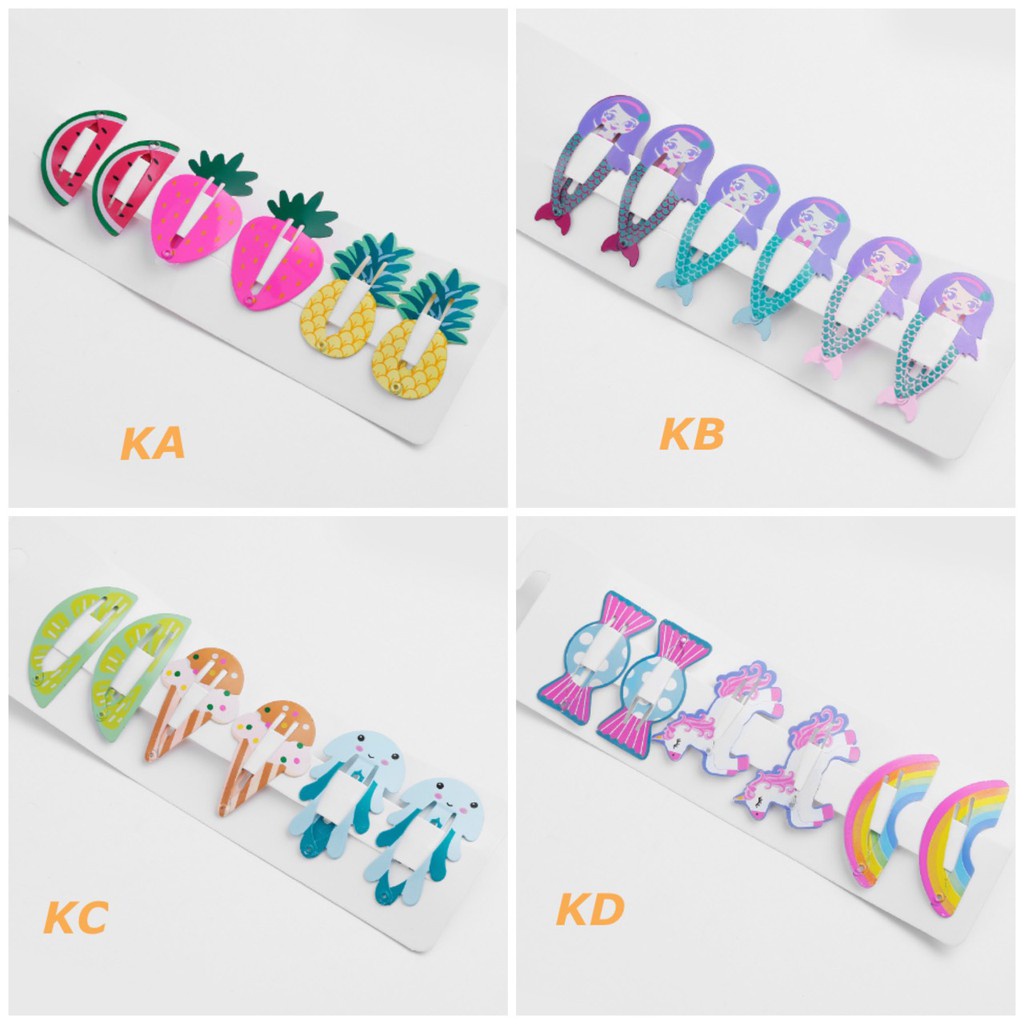 BỘ 6 KẸP TÓC DỄ THƯƠNG 2019 T161 NHIỀU HÌNH PHONG CÁCH HÀN QUỐC