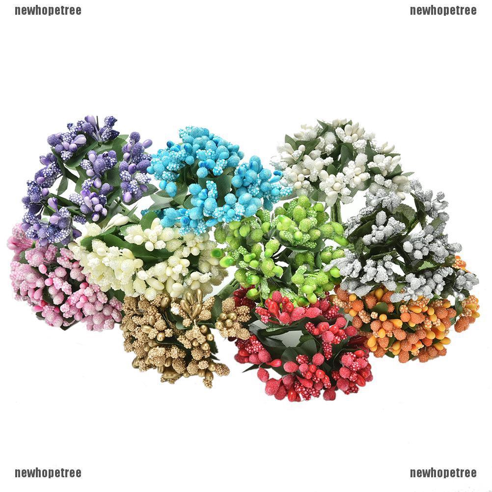 12 cành hoa hồng giả bằng lụa nhiều màu sắc