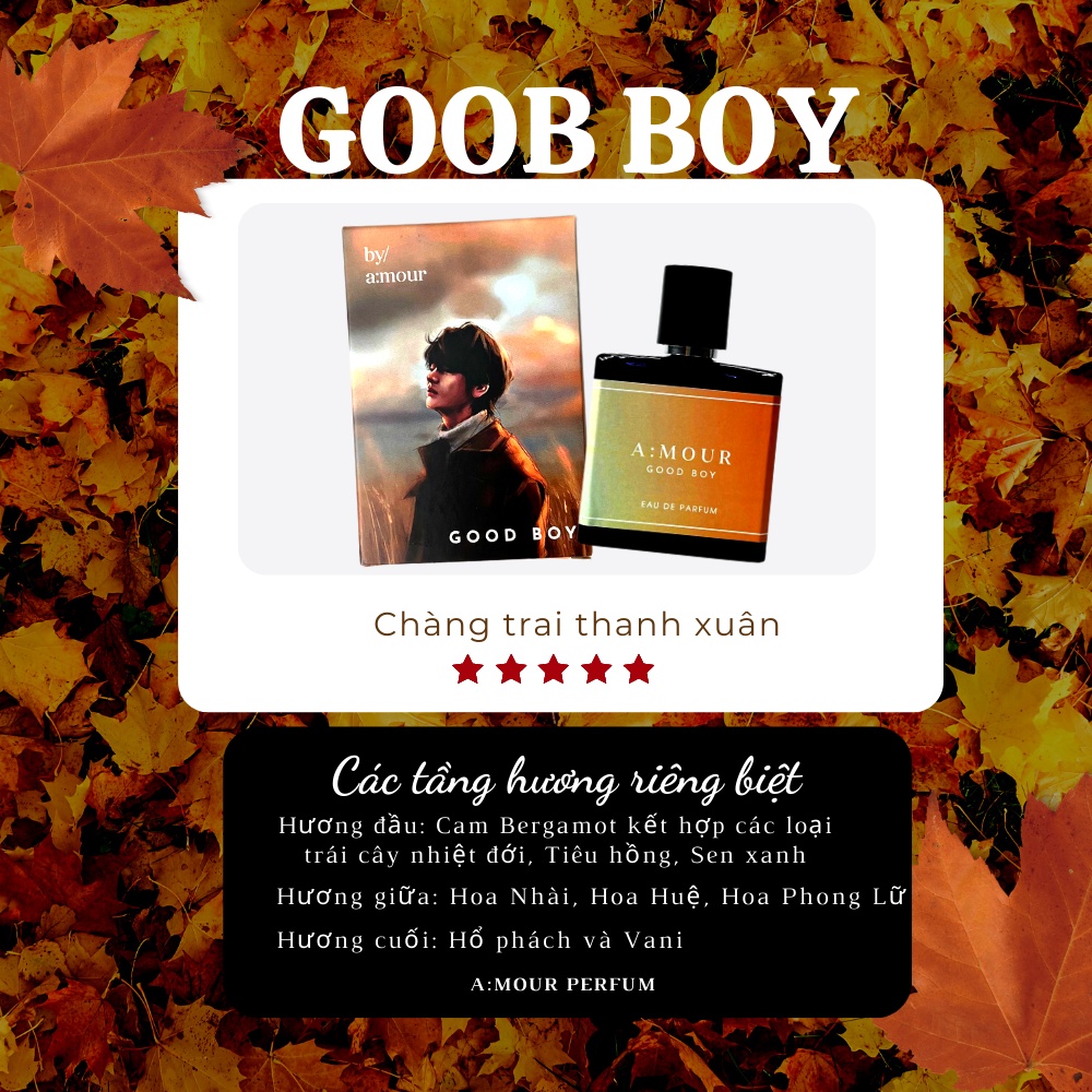 [Amour Good boy] Nước Hoa Nam Nguyên Liệu Nhập Pháp Hương Thơm Mộc Mạc, Sang Trọng 30ml - Dạng Xịt