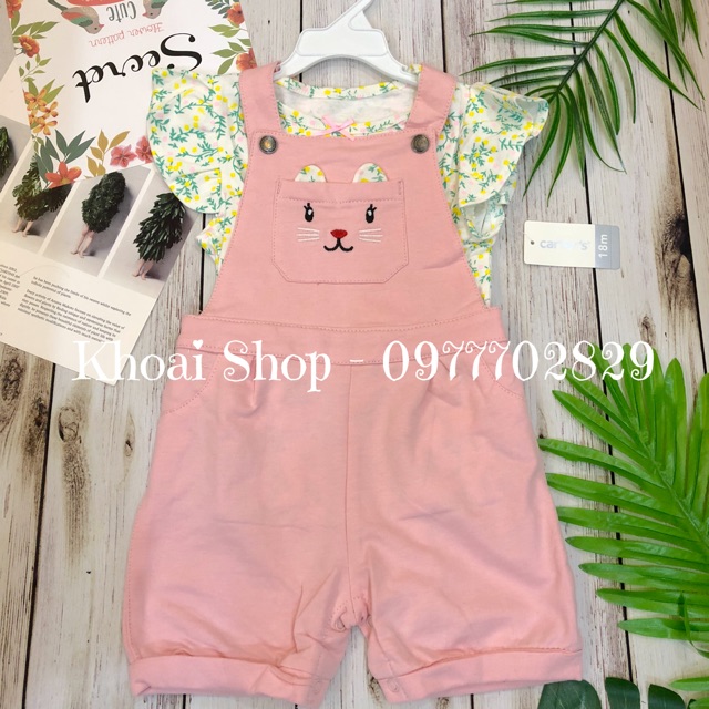 Set yếm Carter’s bé gái màu hồng (Ảnh thật Shop tự chụp)