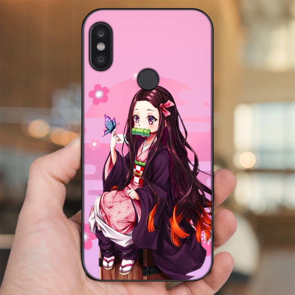 Ốp lưng Xiaomi Redmi Note 5, Note 5 Pro viền đen in hình Nezuko Kimetsu no Yaiba