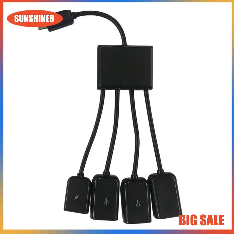 【SUN】4 in 1 Ports Micro USB Power Charging OTG HUB Cable For Smartphone Tablet