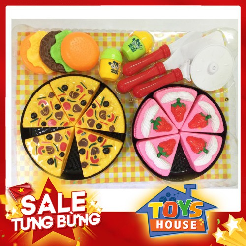 Đồ Chơi Bé Trai Bé Gái - ĐỒ CHƠI CẮT BÁNH SINH NHẬT VÀ PIZZA NHIỀU CHI TIẾT LOẠI CAO CẤP CHO BÉ CHƠI ĐỒ HÀNG CÙNG NHAU V