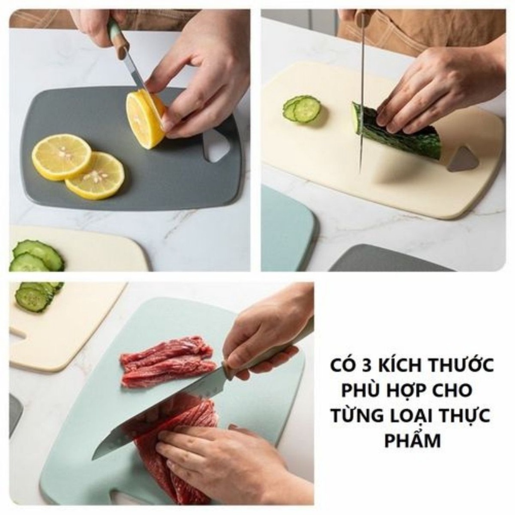 Thớt Kháng Khuẩn Combo 3 Thớt Nhựa Lúa Mạnh Nhiều Màu Hàng Loại Đẹp Chất Lượng Cao Tiện Dụng Gọt Trái Cây, Sơ Chế Đồ