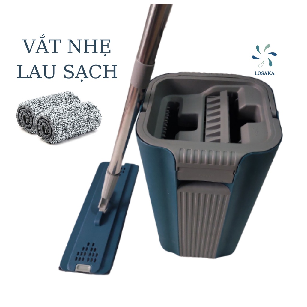 Cây lau nhà thông minh Losaka M3 , cây lau nhà tư vắt VẮT NHẸ cao cấp 2 ngăn , bền đẹp