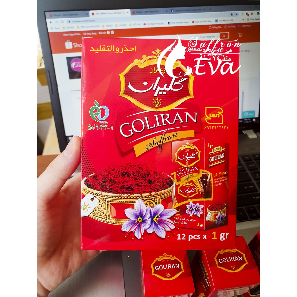 1gr Saffron Nhụy Hoa Nghệ Tây Full Box Chính Hãng Thương Hiệu Goliran loại 1 Negin