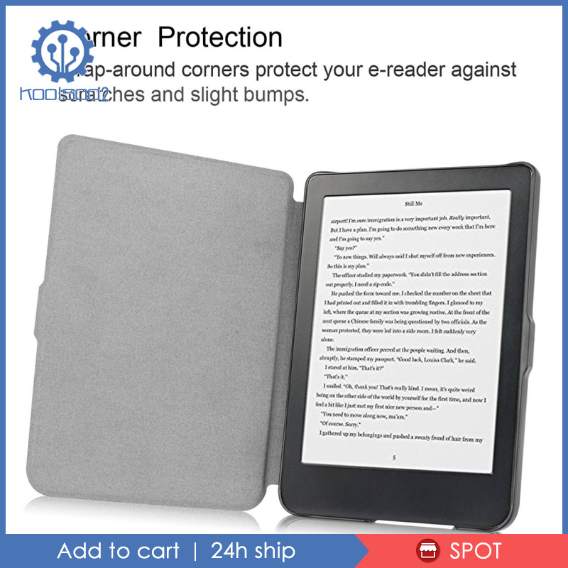 [KOOLSOO2]Smart Cover Leather Wake Sleep Cover Protector for Kobo Clara 6\" eReader - Black