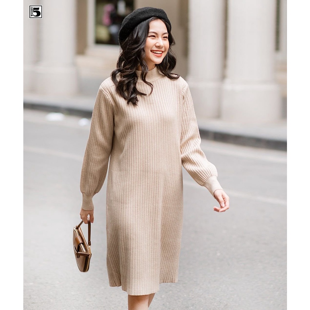 Váy len suông tay bồng, cổ lỡ, chất siêu đanh mịn Twentyfive 3609 | BigBuy360 - bigbuy360.vn