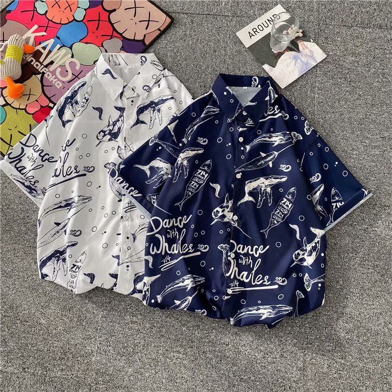 Áo sơ mi tay ngắn họa tiết hoa kiểu Hawaii trẻ trung hợp thời trang M-3XL