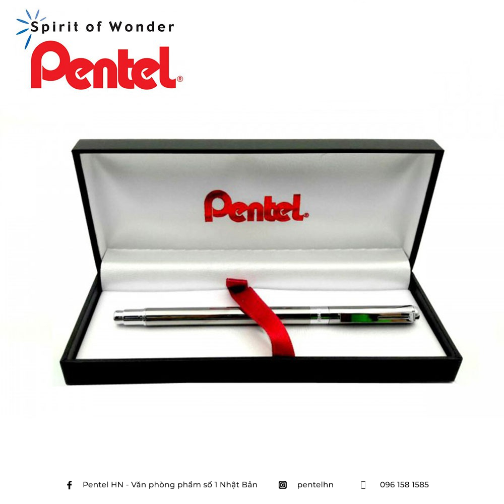 Bút Ký Cao Cấp Pentel BL625 Ngòi 0.5mm Mực Xanh | Thiết Kế Nhỏ Gọn | Vỏ Bút Bằng Thép Không Gỉ