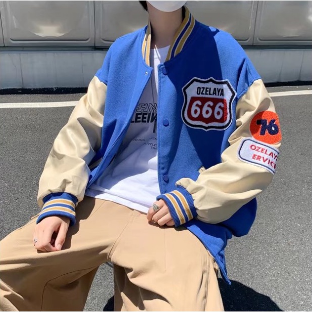 Áo khoác bóng chày form rộng phong cách Hàn Quốc cá tính dành cho nam