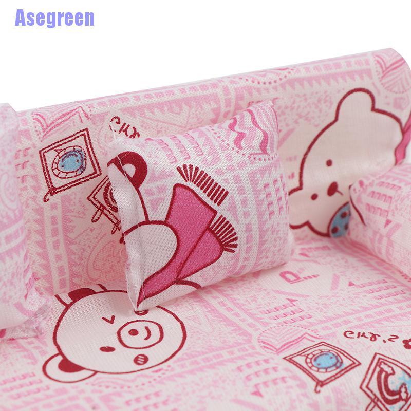 Set ghế sofa và 2 gối mini trang trí nhà búp bê