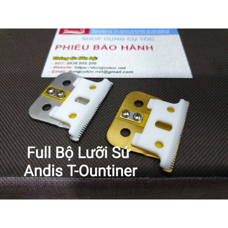 Lưỡi Sứ Tông Đơ Andis T-outliner. Full Bộ Lưỡi Tông Đơ Chấn Viền Andis T-Outliner Có Ron.(Ảnh thật)