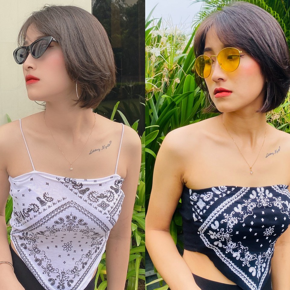 Áo Yếm⚡Áo Hai Dây⚡Croptop Vintage Nữ Thổ Cẩm Chất Áo Thun Siêu Mát, Siêu Sành Điệu, Nổi Bật Dành Cho Cô Nàng Quyến Rũ