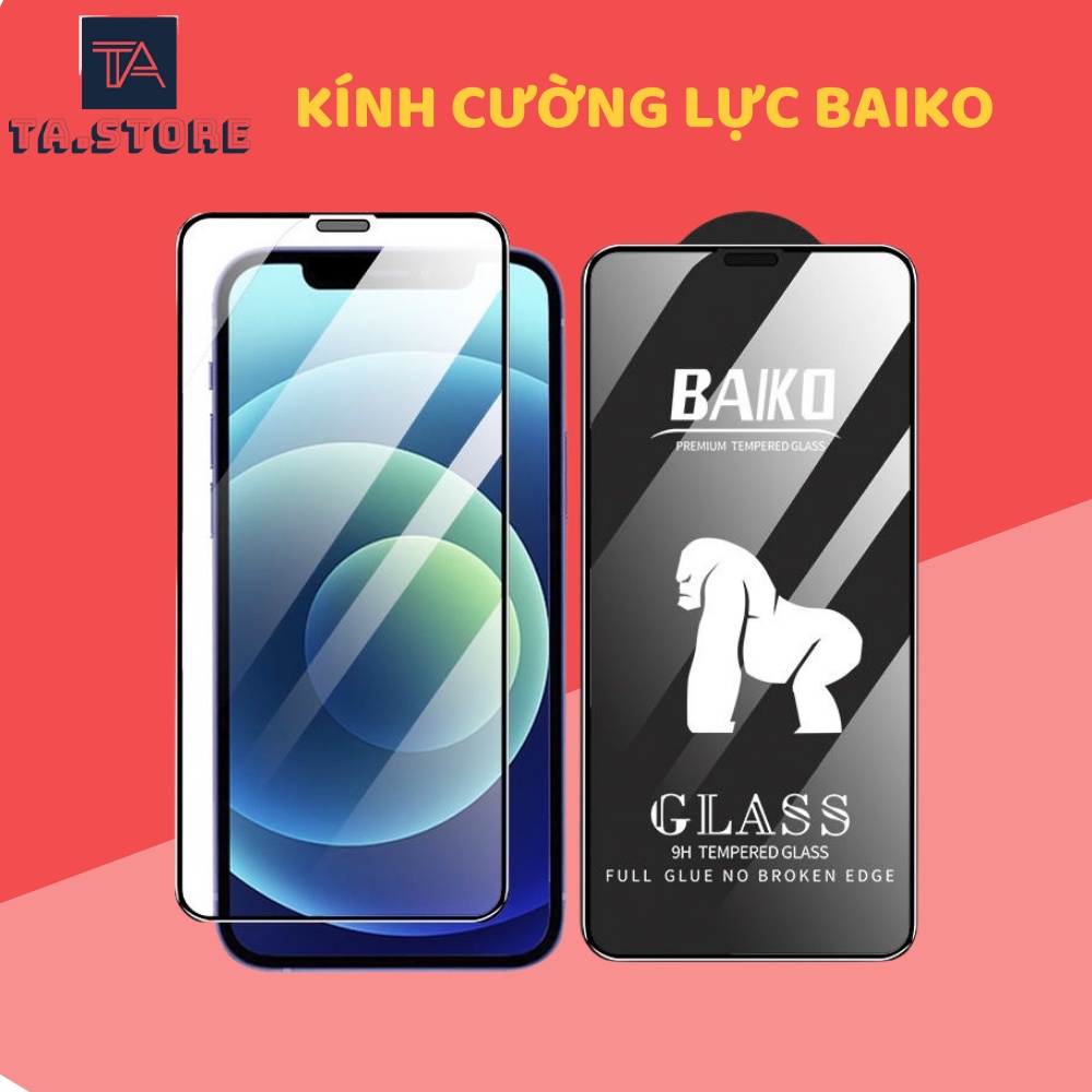 Kính Cường Lực IPhone Baiko Bóng Full Màn 7Plus/8Plus/X/XsMax/11/11pro/11promax/12/12pro/12promax/13/Pro/13Promax