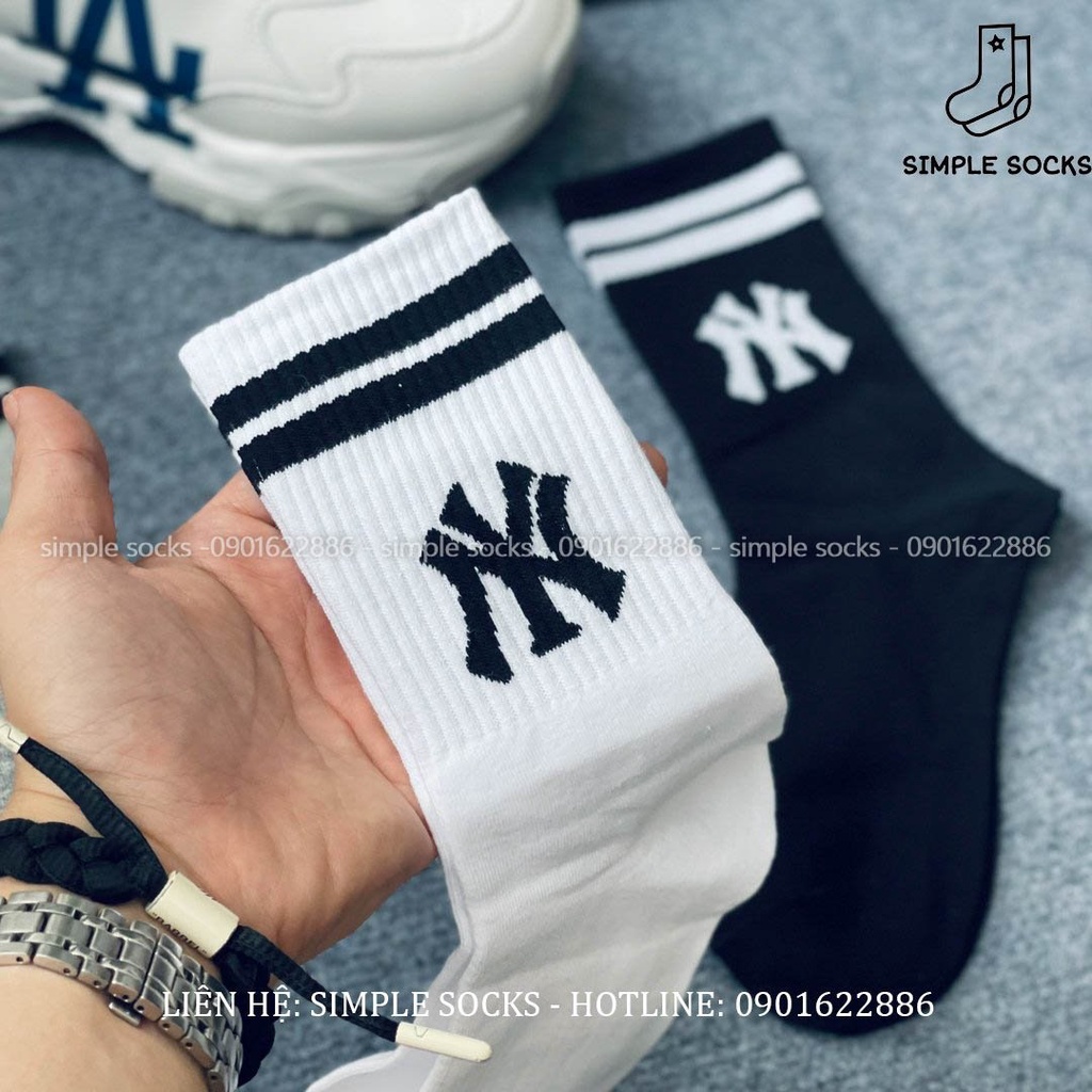Vớ Cổ Cao Hàn Quốc NY 3 Màu️⚽FREESHIP️⚽ Tất Cổ Cao Phối Giày - Newyork Yankee Sọc Ngang Hàng Cao Cấp