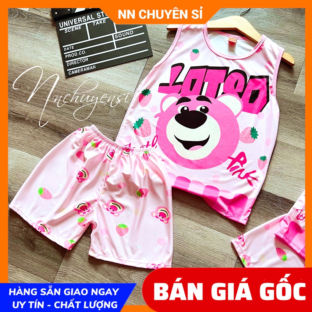 Đồ bộ SÁT NÁCH - 3 LỖ 5kg - 47kg bé trai bé gái mặc nhà chất thun mềm mát in hình doremon kitty chibi DBRBSN FULL SIZE