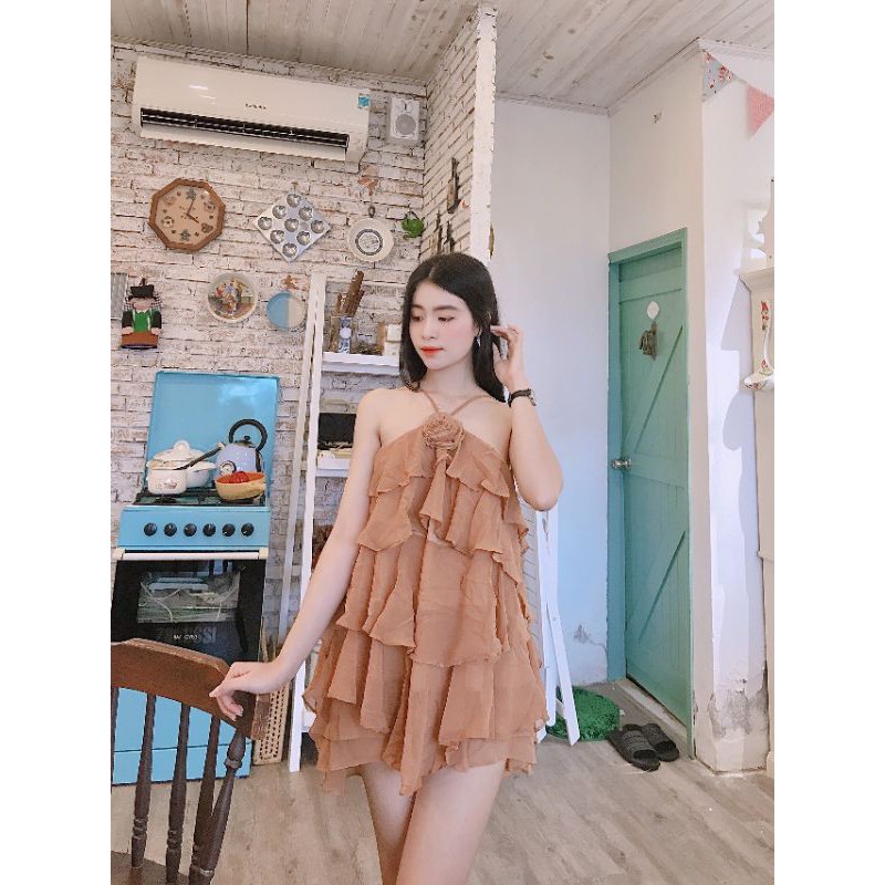 Combo áo  Yếm Tầng Găn Hoa + Quần Váy Tầng (Mã N4226)
