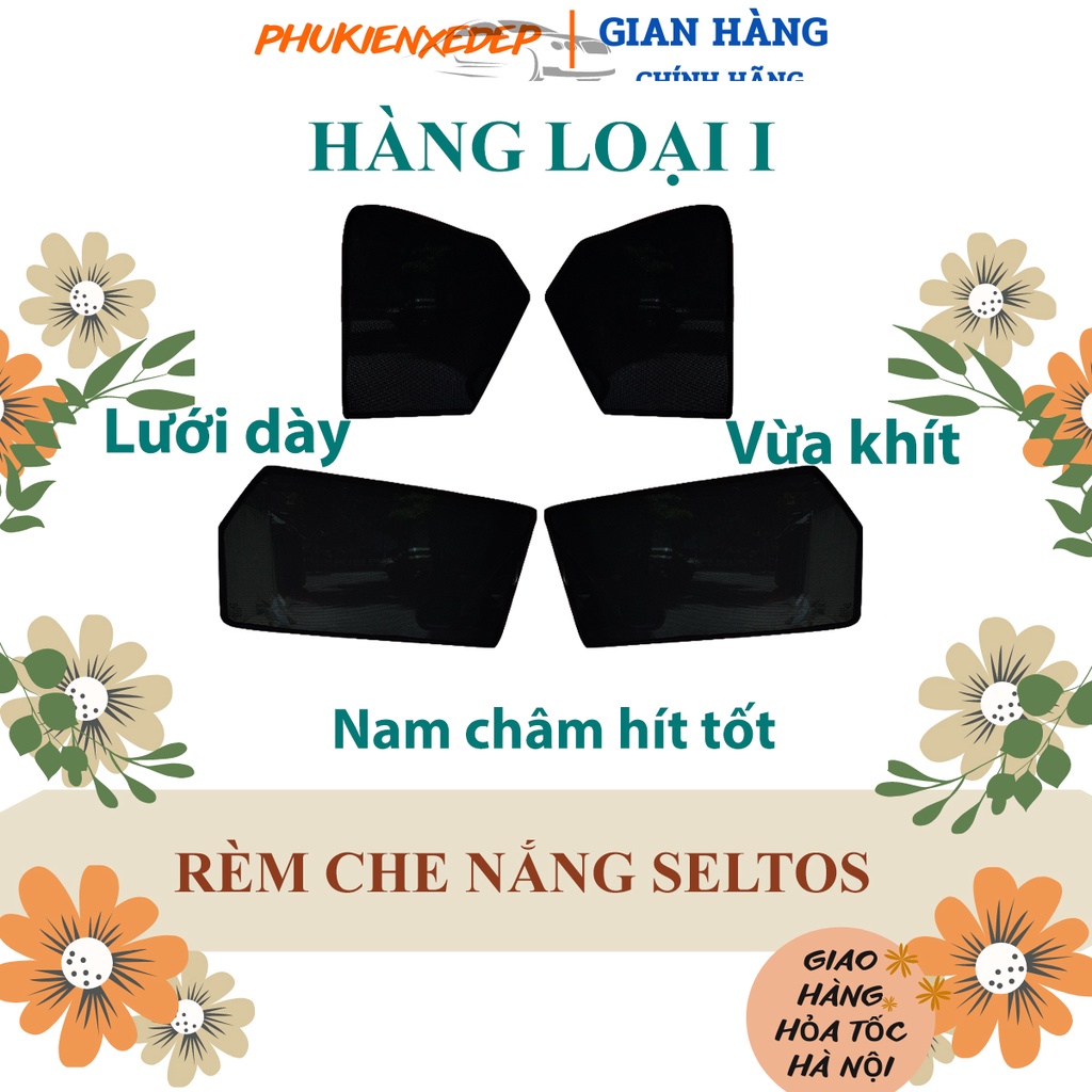 Rèm che nắng ô tô NAM CHÂM theo xe Kia Seltos ⚡ HÀNG LOẠI 1 - LƯỚI DÀY ⚡  Combo 4 tấm chắn nắng - VIỆT NAM SẢN XUẤT