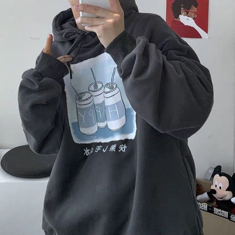 Áo hoodie Unisex - Áo hoodie HAPPY chất liệu nỉ bông xuất Hàn cao cấp, mã S014 Deli Store