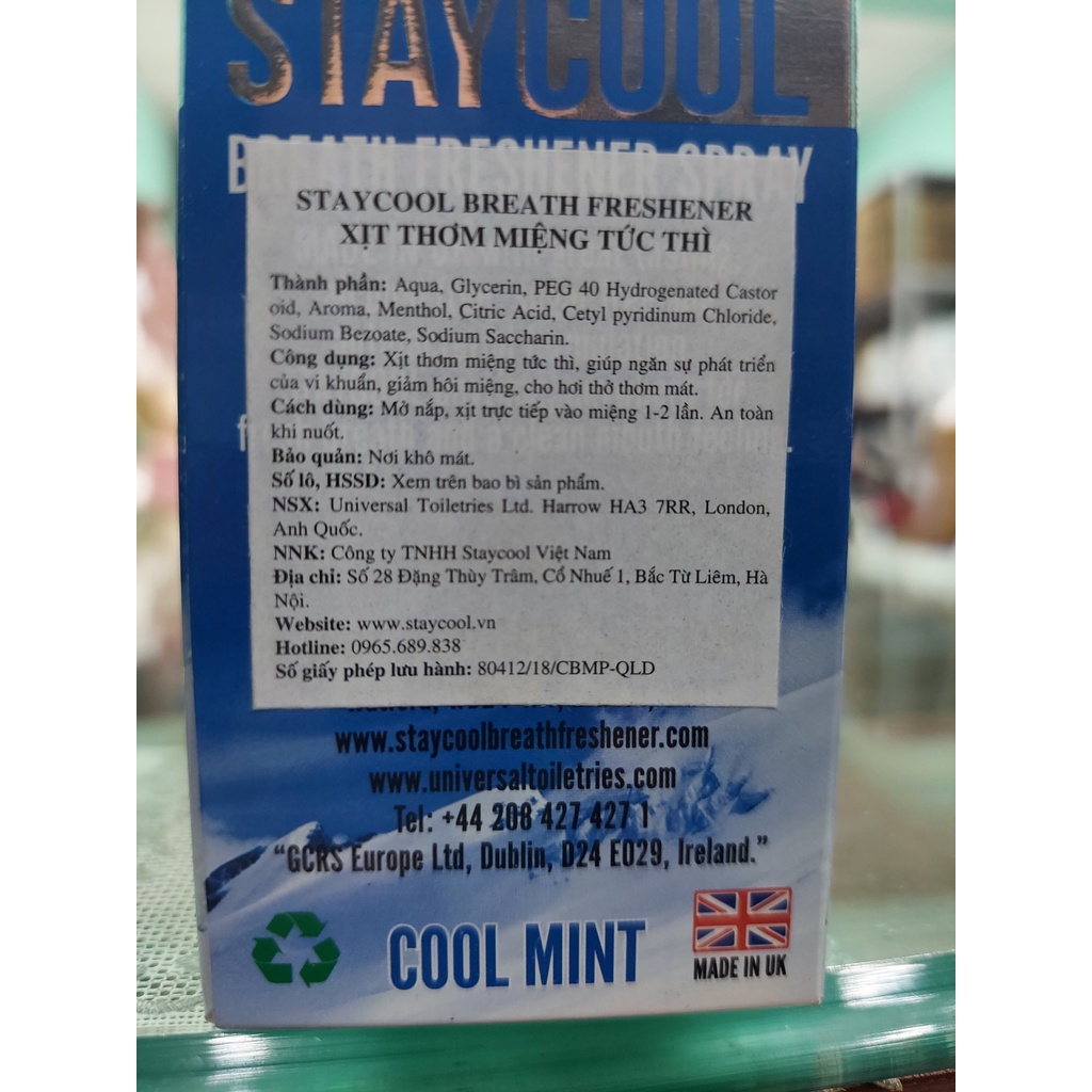 XỊT THƠM MIỆNG STAYCOOL CHÍNH HÃNG ANH QUỐC