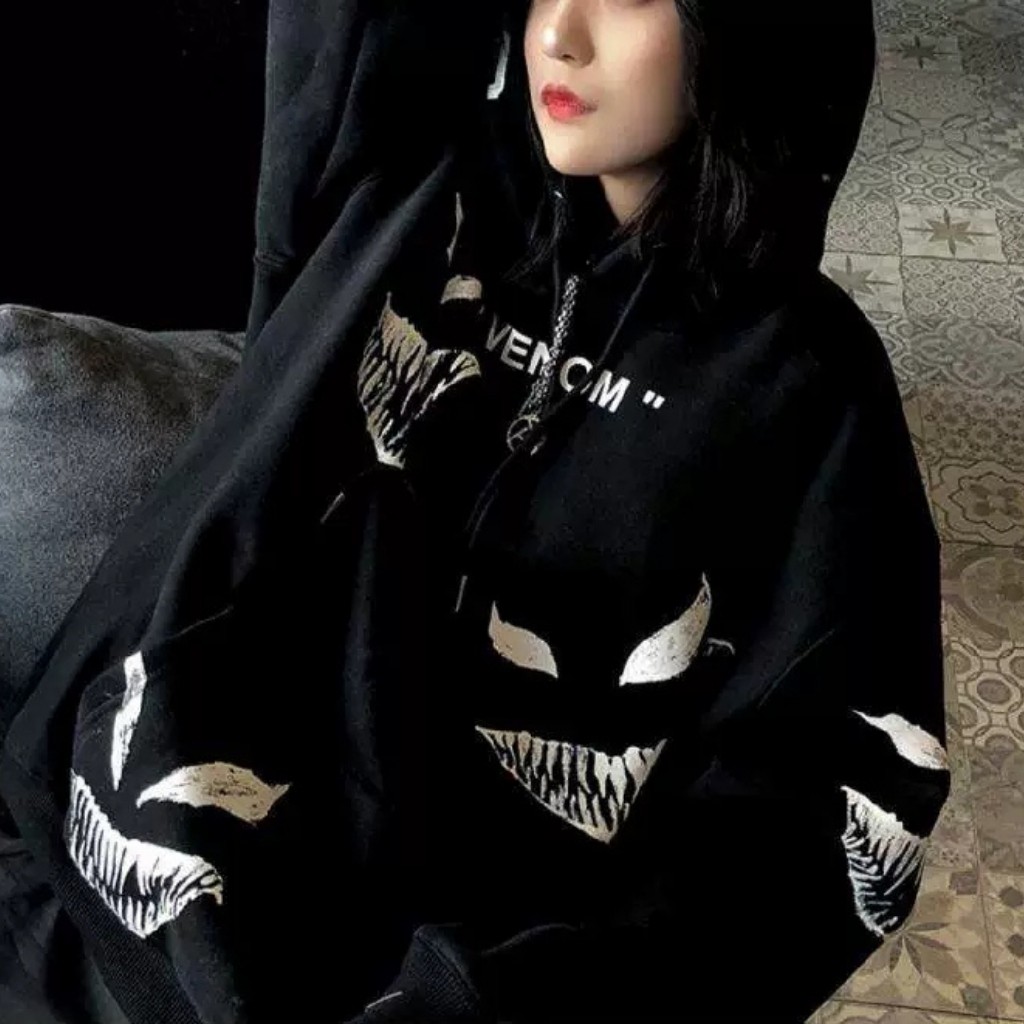 Áo khoác nỉ Hoodie KN17 hoạ tiết Venom cực ngầu, form unisex cho nam và nữ, chất nỉ êm ái, co giãn, có mũ | BigBuy360 - bigbuy360.vn