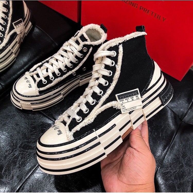 Giày sneaker thể thao nam nữ xVESSEL cao thấp đế gỗ cao 4cm style rách  bảo hành 6 tháng(mẫu giày mới 2020 đẹp cá tính)