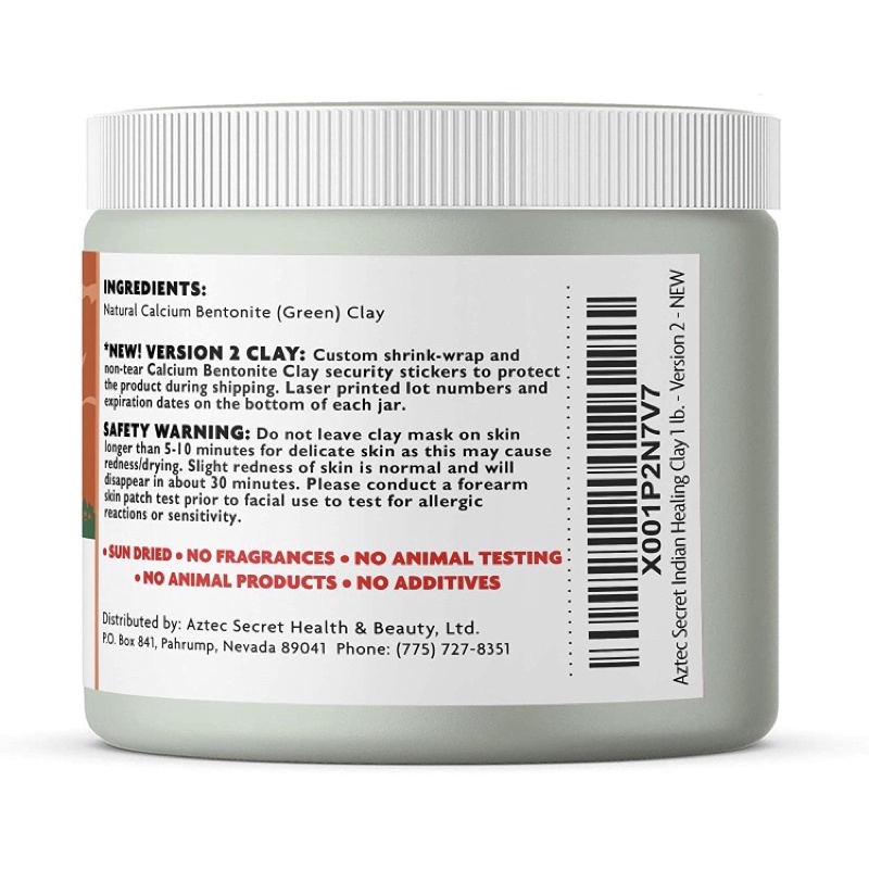 Bột đất sét Bentonite núi lửa đắp nạ giảm mụn 100% tự nhiên Ấn Độ Aztec Secret 454g USA