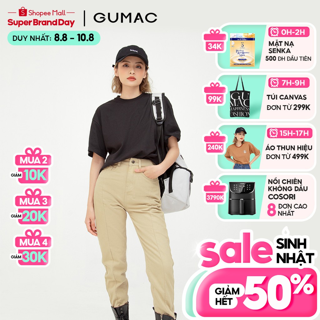 [Mã WABRGM11 giảm 10% đơn 250K] Áo thun unisex in chữ GUMAC phom rộng nhiều màu ATB564