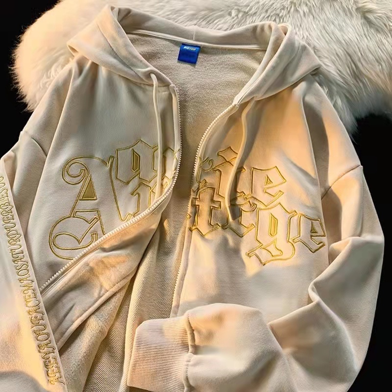 Áo Hoodie Dáng Rộng In Chữ Phong Cách hip hop Cho Nam