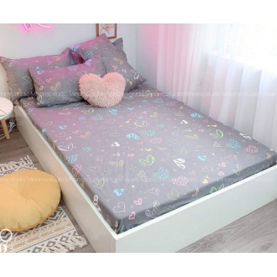 Ga Trải Giường Bọc Đệm,Drap 1m6x2m đệm dày 15-20cm,có chọn mẫu-tim nhiều màu