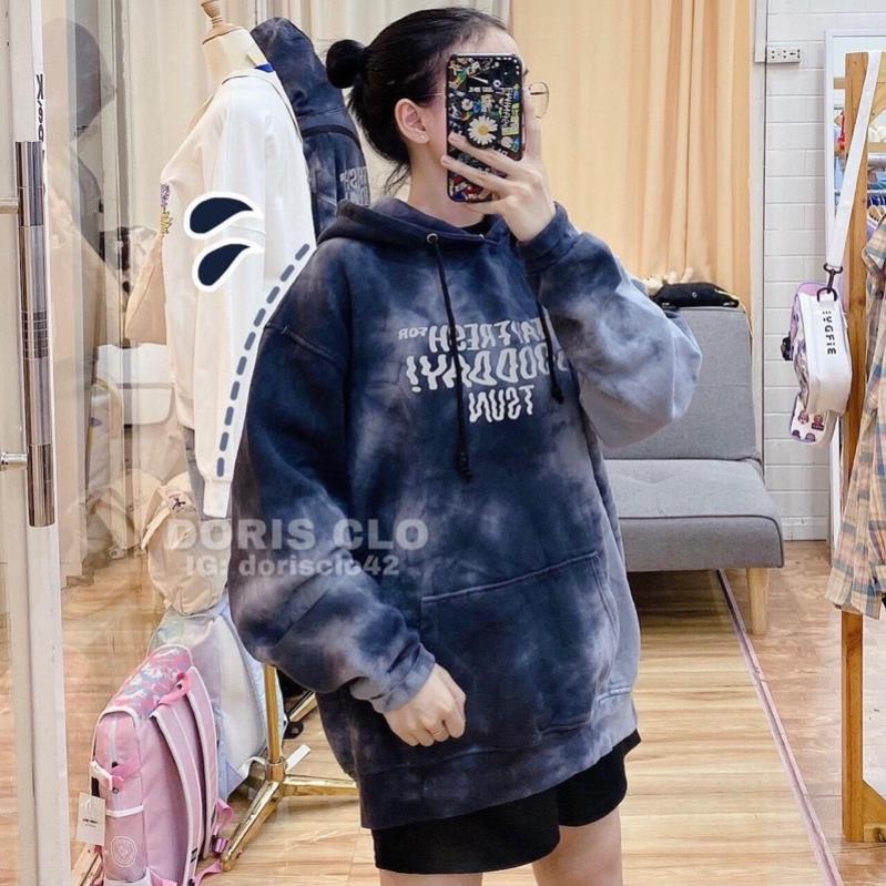 [Xả Kho] Áo Hoodie Nỉ Loang Có Mũ Tay Dài Chữ Goodday Unisex Dáng Rộng Hot Hit