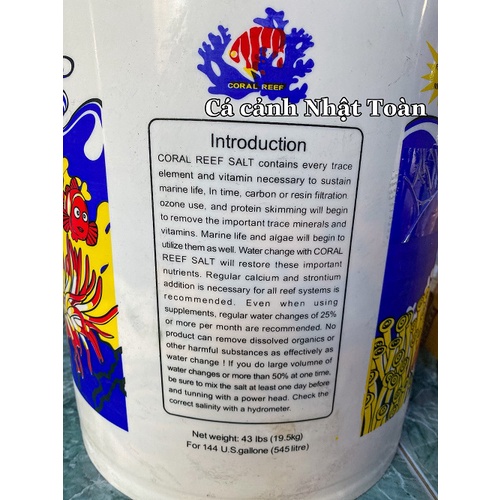 MUỐI CHO BỂ CÁ BIỂN SALT CORAL REEF USA  TỪ TÚI 6,5KG