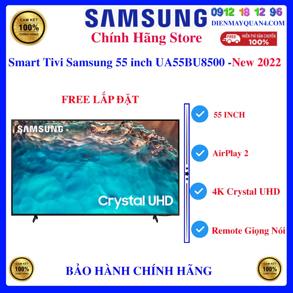 [Mã ELHAMS5 giảm 6% đơn 300K] [Samsung 55BU8000] Smart Tivi Samsung 4K 55 inch UA55BU8000