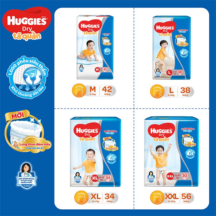 Bỉm Quần Huggies Size L38/L48/L68