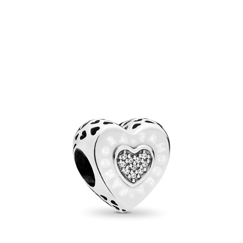 Hạt Charm Mạ Bạc S925 Hình Trái Tim Đính Đá Thời Trang