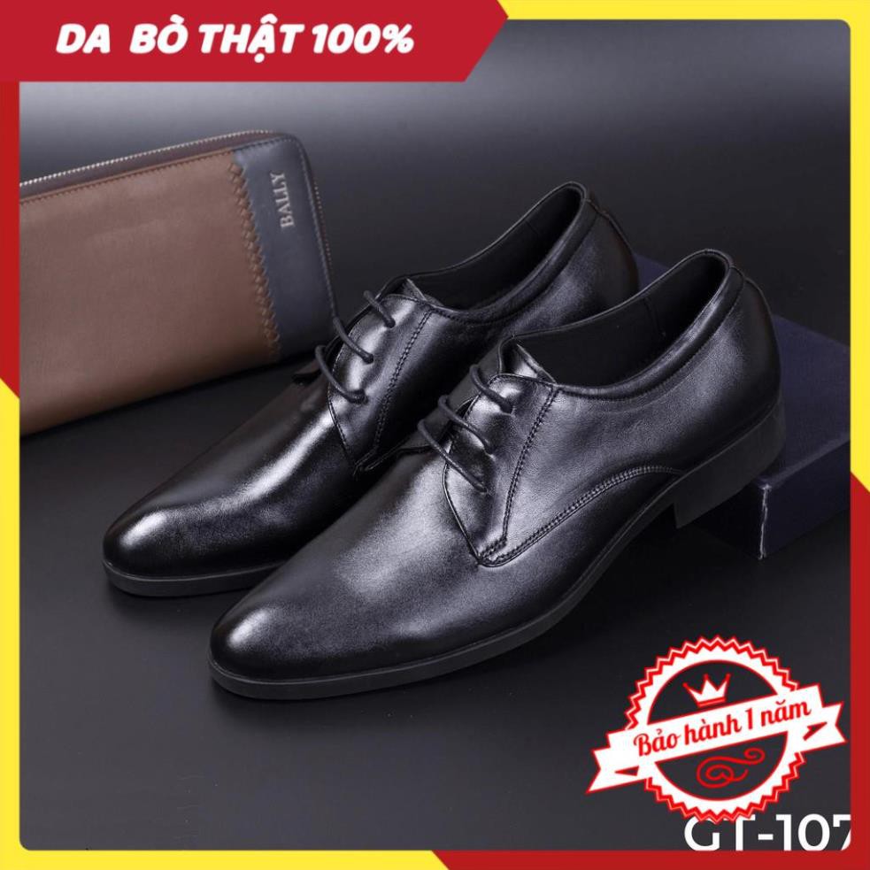 [FREESHIP - DA THẬT] -  Giày tây nam da bò cho dân công sở màu đen cao cấp - giày dây buộc công sở - GT107
