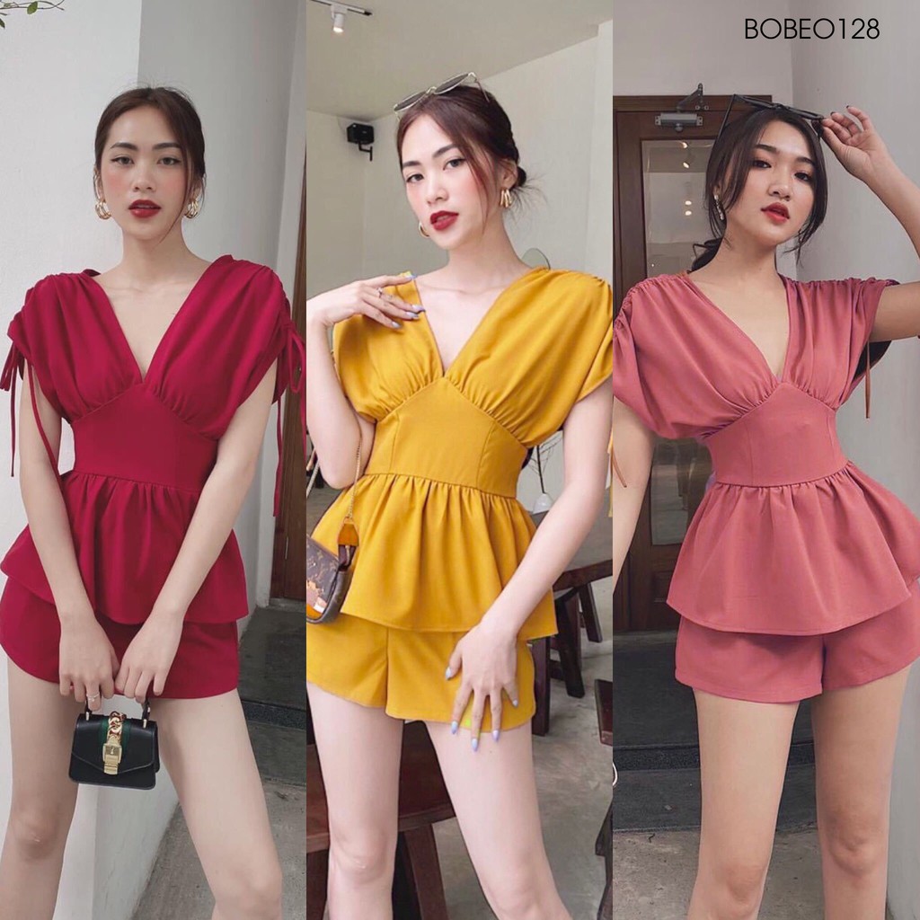 Set bộ cộc cổ V vai rút dây - BOBEO128