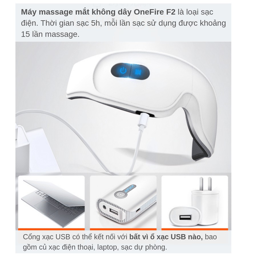 ✈️[Freeship] Máy massage mắt không dây OneFire F1 &amp; F2 [3 mức độ nhiệt]