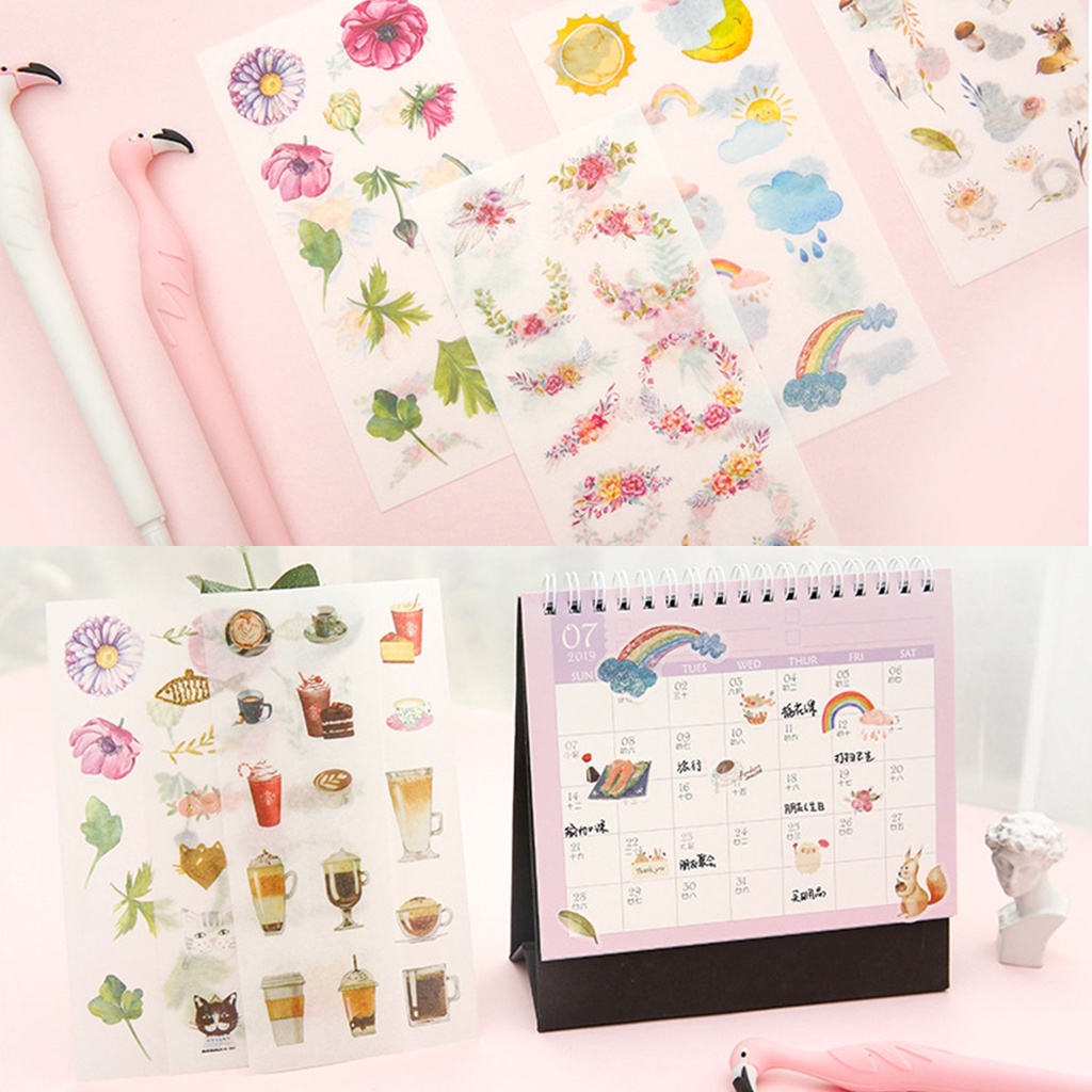 Set 6 tấm sticker giấy washi 16 x 8 nhiều mẫu tự chọn