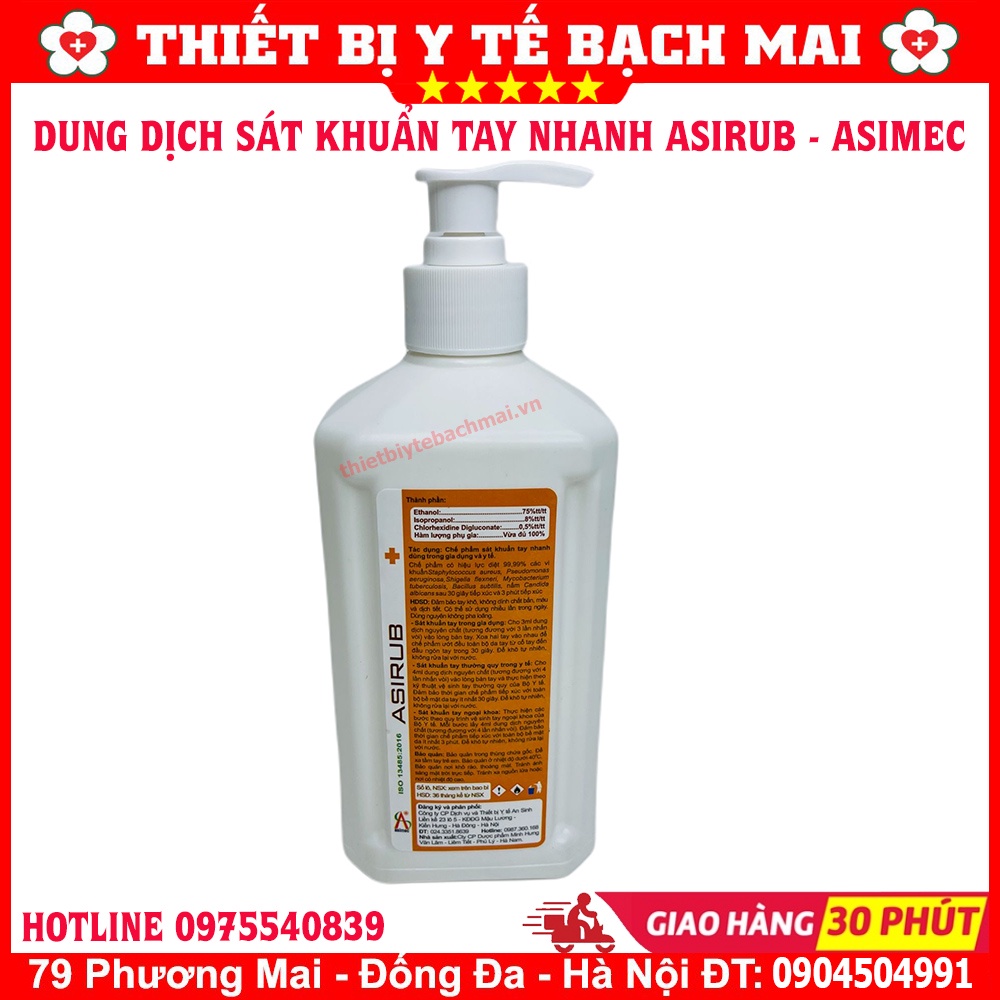 Nước Rửa Tay Khô Sát Khuẩn Tay Nhanh ASIRUB 1000ML, 500ml