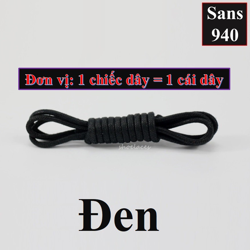 Dây giày tròn sáp 3mm buộc giầy da Sans940 boot bốt sneaker thể thao ngắn 60cm 70cm 80cm 90cm dài 1m 1m2 1m4 1m6 1m8