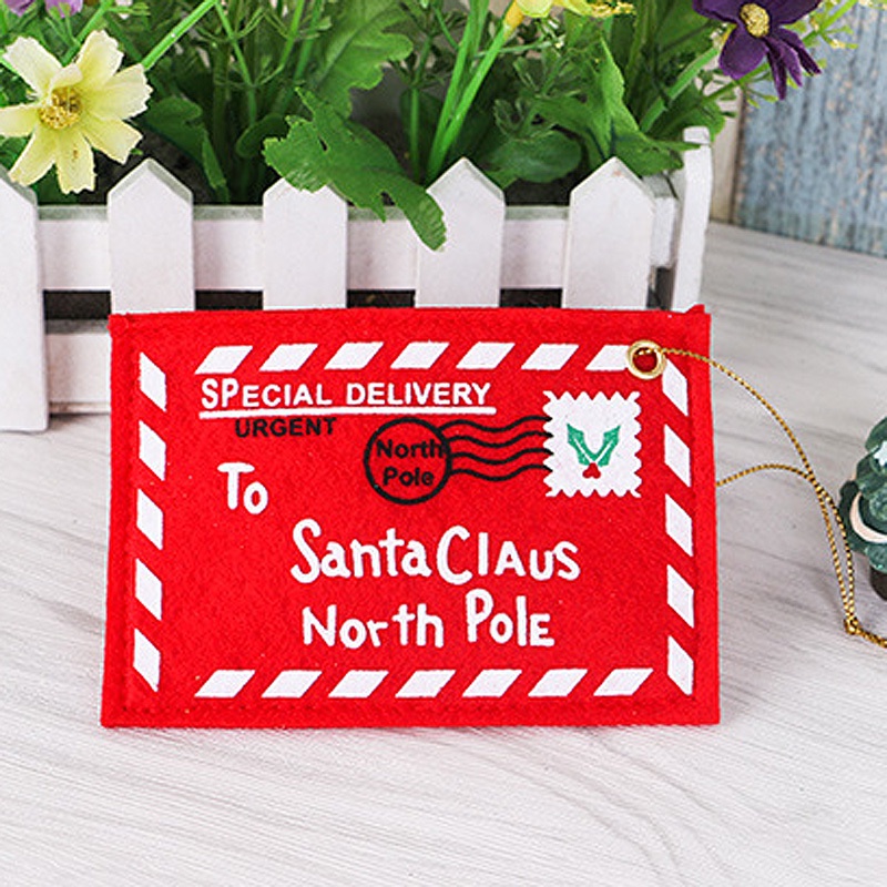 1 Thiệp Giáng Sinh Màu Đỏ Bằng Vải Không Dệt 12.5cm * 8Cm