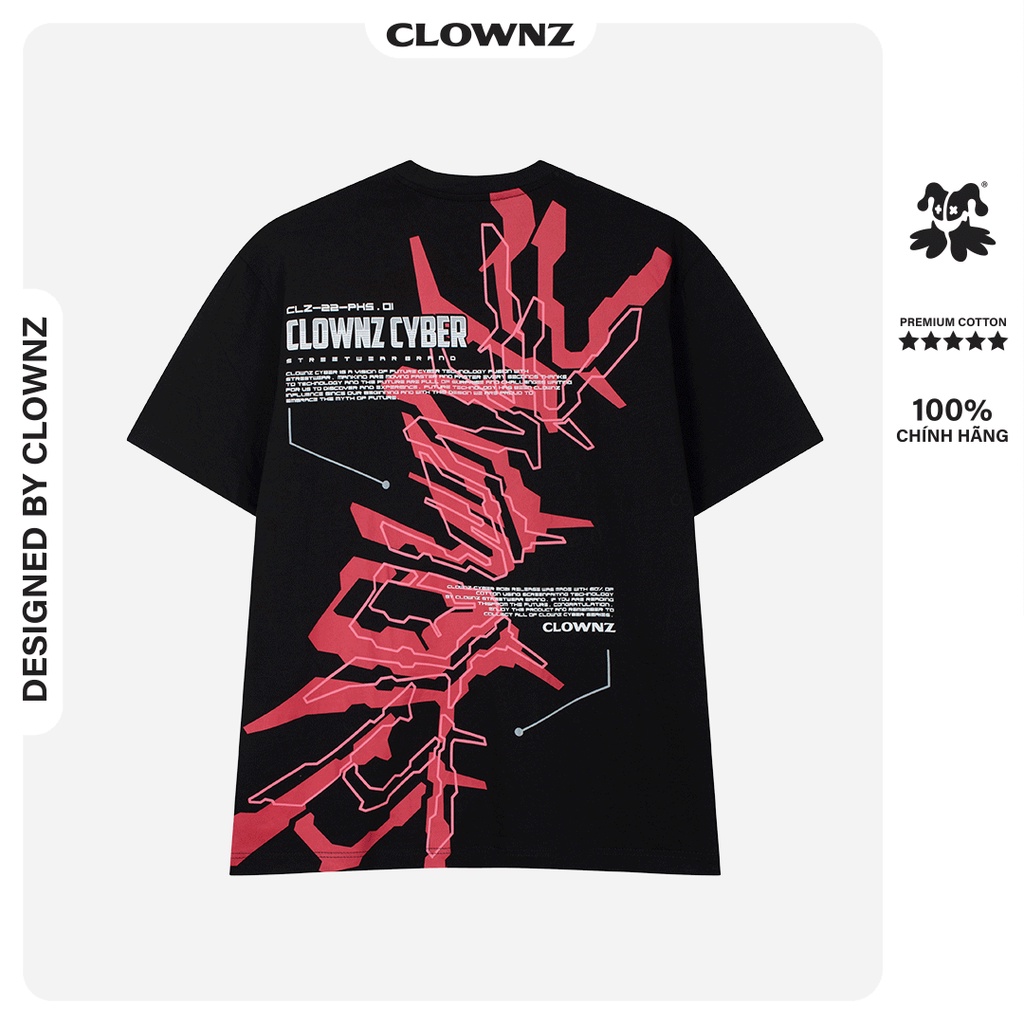 Áo thun tay lỡ local brand Clownz Cyber dáng rộng, unisex chất cotton xịn hàng chính hãng