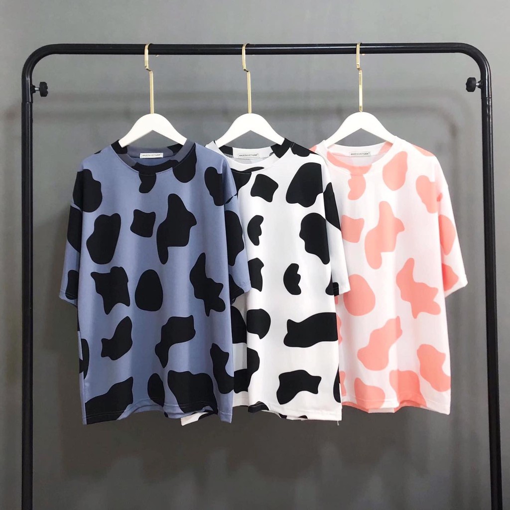 Set áo phông bò sữa + quần short cartoon unisex cryaotic10