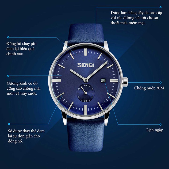 ĐỒNG HỒ DÂY DA NAM CAO CẤP CHÍNH HÃNG SKMEI 9083 Bán lẻ giá sỉ