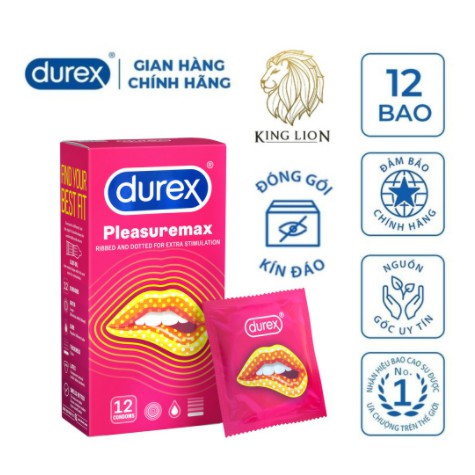 [MỎNG HƠN – NHIỀU GAI HƠN] Bao cao su Durex Pleasuremax có Gai và mỏng hơn - Số lượng 12 cái/hộp