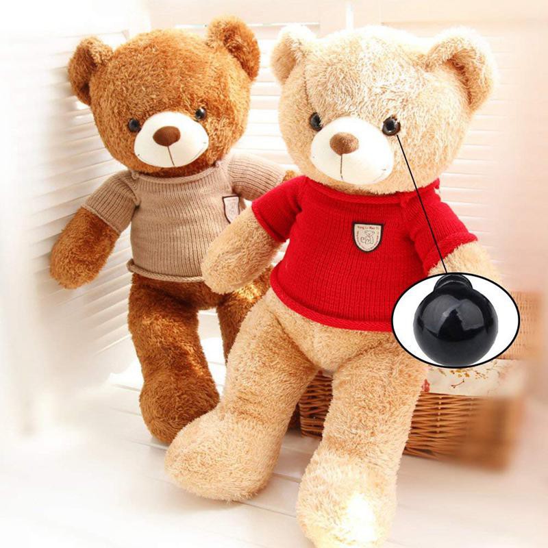 Set 100 mắt nhựa mềm 6-12mm màu đen làm thú nhồi bông